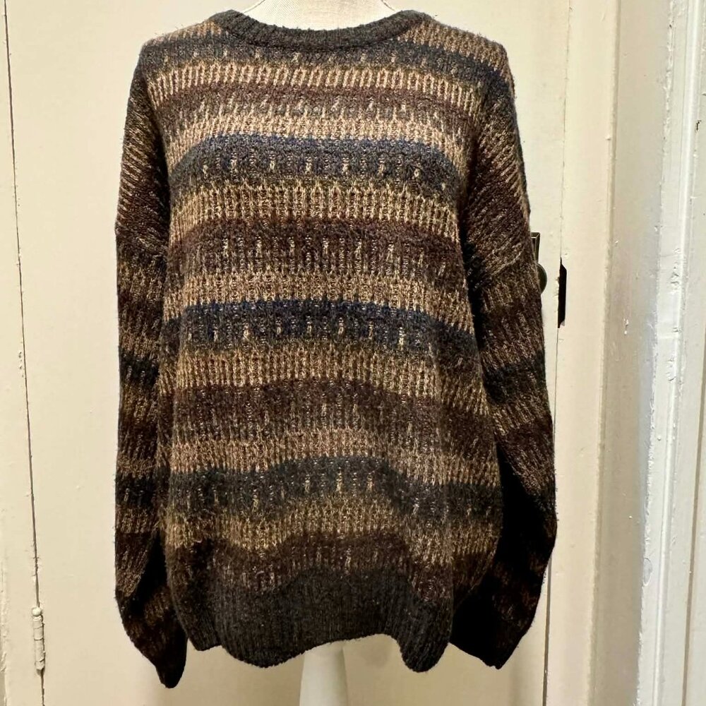Vintage Geoffrey Beene Eclectic Grandpa Sweater 90's Brown Patterned Sweater/L